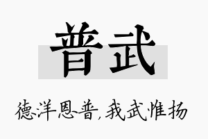 普武名字的寓意及含义