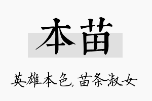 本苗名字的寓意及含义