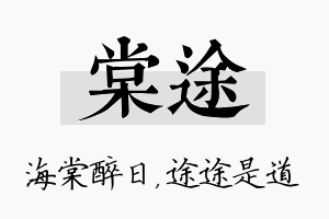 棠途名字的寓意及含义