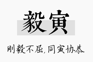 毅寅名字的寓意及含义