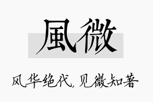 风微名字的寓意及含义