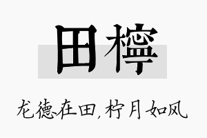 田柠名字的寓意及含义