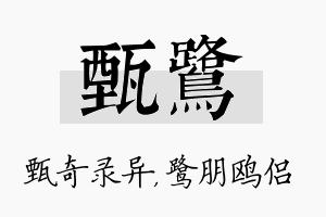 甄鹭名字的寓意及含义