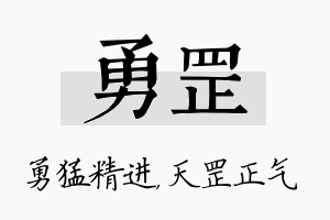 勇罡名字的寓意及含义