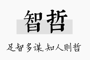 智哲名字的寓意及含义