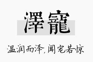 泽宠名字的寓意及含义