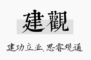 建观名字的寓意及含义