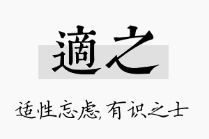 适之名字的寓意及含义