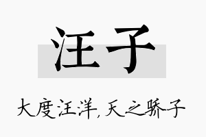 汪子名字的寓意及含义