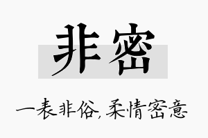 非密名字的寓意及含义