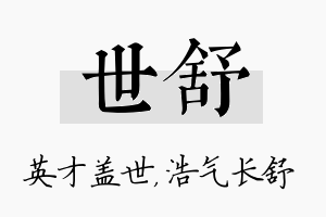 世舒名字的寓意及含义