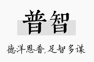 普智名字的寓意及含义