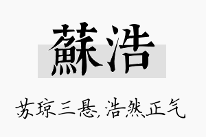 苏浩名字的寓意及含义