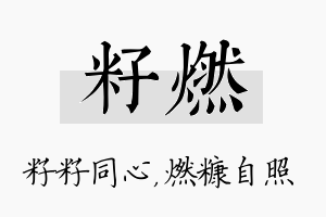 籽燃名字的寓意及含义