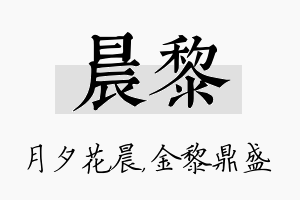 晨黎名字的寓意及含义