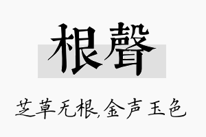 根声名字的寓意及含义