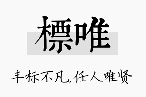 标唯名字的寓意及含义