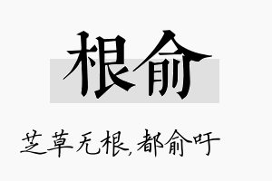 根俞名字的寓意及含义