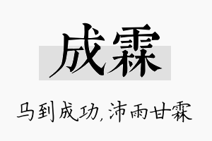 成霖名字的寓意及含义