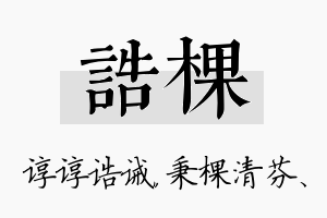 诰棵名字的寓意及含义