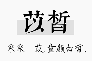 苡皙名字的寓意及含义