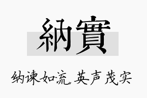 纳实名字的寓意及含义