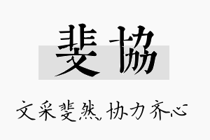 斐协名字的寓意及含义