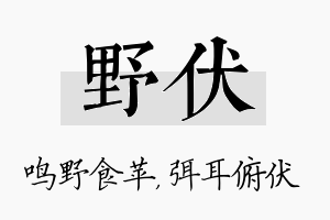 野伏名字的寓意及含义