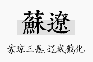 苏辽名字的寓意及含义