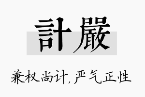 计严名字的寓意及含义