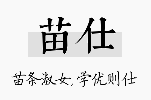 苗仕名字的寓意及含义