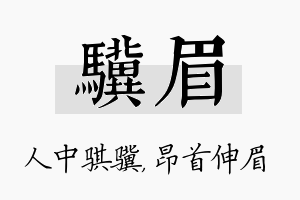 骥眉名字的寓意及含义