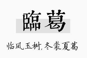 临葛名字的寓意及含义