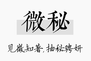 微秘名字的寓意及含义