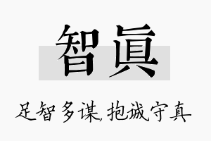 智真名字的寓意及含义