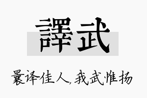 译武名字的寓意及含义