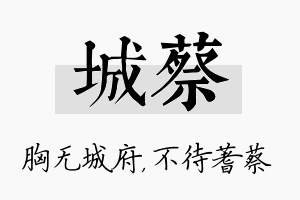 城蔡名字的寓意及含义