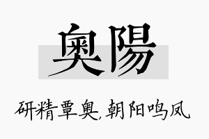 奥阳名字的寓意及含义