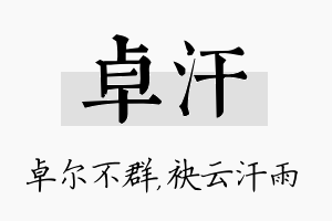 卓汗名字的寓意及含义