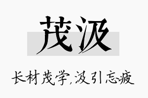 茂汲名字的寓意及含义