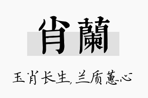 肖兰名字的寓意及含义