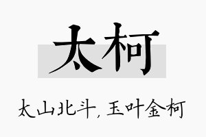 太柯名字的寓意及含义