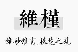 维槿名字的寓意及含义