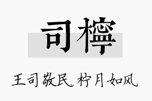 司柠名字的寓意及含义