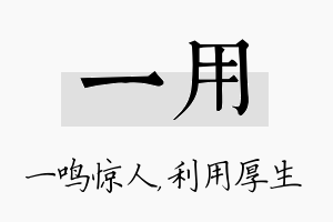 一用名字的寓意及含义