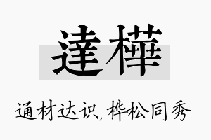 达桦名字的寓意及含义