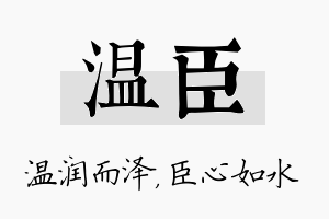 温臣名字的寓意及含义