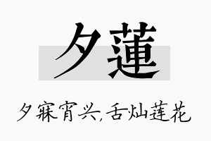 夕莲名字的寓意及含义