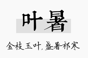 叶暑名字的寓意及含义