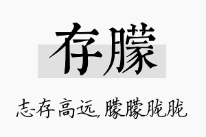 存朦名字的寓意及含义